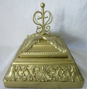 Square Resin Gold Tone Ornate Embossed Jewelry Trinket Box Fans Feather TMS 2001 - Picture 1 of 12