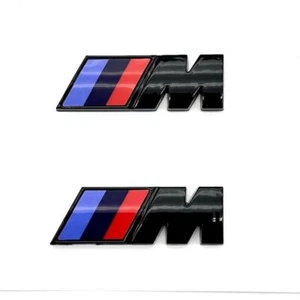 2x BMW M emblema guardabarros lateral negro brillante insignia pegatina 45x15 mm - Imagen 1 de 4