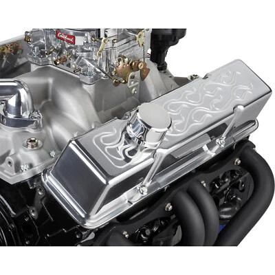 Speedway 283 305 307 327 350 400 SBC Chevy Aluminum Flame Top Valve Covers - Image 1 of 4