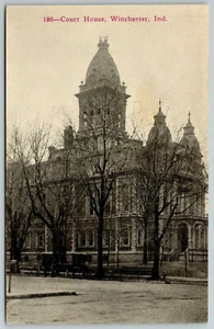 Winchester IN~Winter Barren Trees Cant Obscure Courthouse~Steep Dome~c1909 PC - Picture 1 of 2