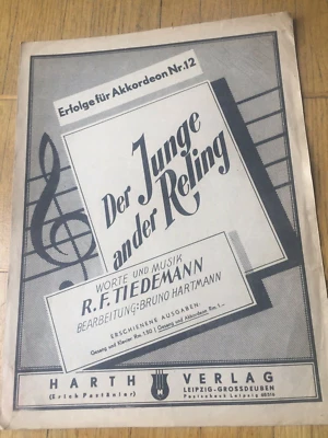 Der Junge an der Reling🎶Akkordeon Nr 12 Musik v. R.F. Tiedemann 1941 Rarität - Bild 1 von 2