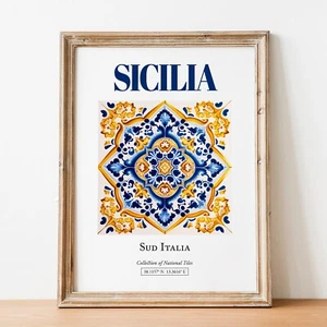 Sicilia Maiolica Tile Print | Italian Folk Pattern Poster | Wall Art - Picture 1 of 11