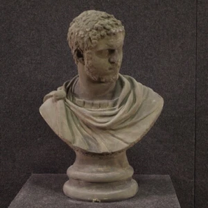 Statua ritratto mezzo busto Imperatore Caracalla scultura in cemento XX secolo - Foto 1 di 11