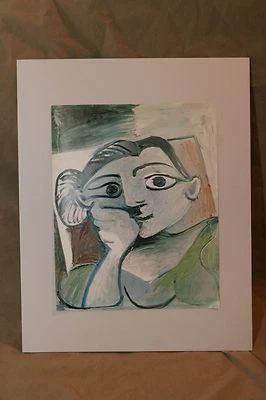 Винтажный 60-х 7,75 x 9,75 «книга пластина PICASSO кубизм портрет женщины 11 x 14» коврик - Изображение 1 из 3