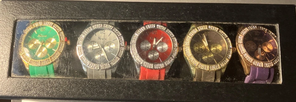 Box Set of 5 Geneva Platinum Ladies Watches Color and Style JTV jbw379 no. 2971 - Image 1 of 4