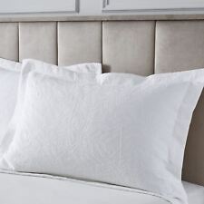 Matelass Jacquard Leaves 200 TC Cotton Oxford Pillowcases Pair White