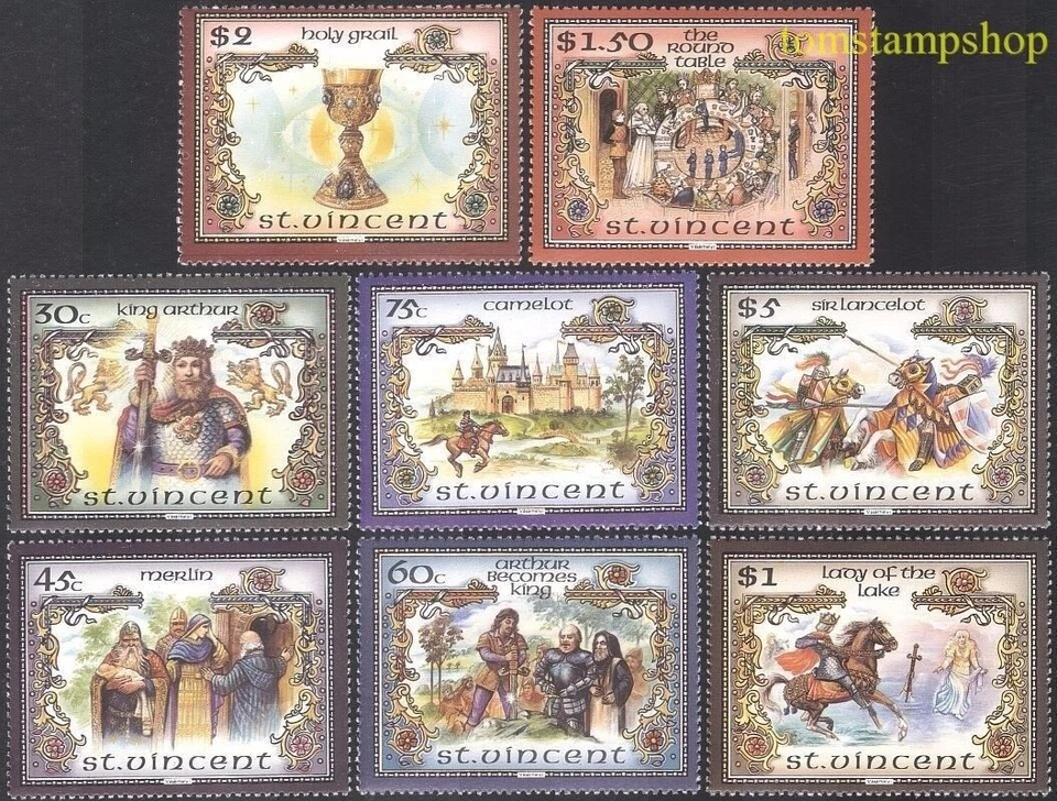 St Vincent 1986 King Arthur Legends Castle Knights Jousting Books 8v set MNH - Image 1 of 1