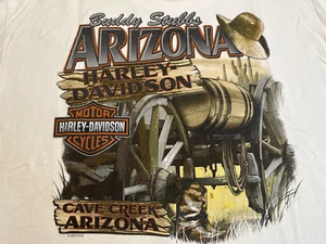 Harley Davidson BUDDY STUBBS Cave Creek, AZ Sz XL WHITE TShirtw/Desert Graphics! - Picture 1 of 14