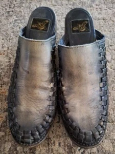 Freebird by Steven Sofia Women's 9 M Leather Mules Slide Shoes Navy/Gray - Picture 1 of 5