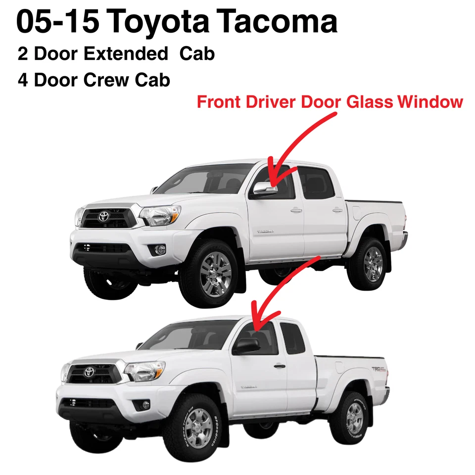 Fit 05-15 Toyota Tacoma Ext/Crew Cab Driver Side Left Front Door Window Glass Foto 1 de 4