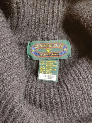 Suéter Vintage CHARTER CLUB Lana Angora Negro Cuello Alto Talla L Foto 1 de 4