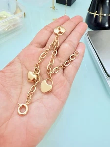 Authentisches 18k 750 Yg Herz Schloss Armband Geschenkbox Größe 7" nicht plattiert - Bild 1 von 11