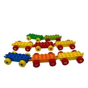 Lego Duplo Lote de 9 vagones de tren azul naranja amarillo verde - Imagen 1 de 7