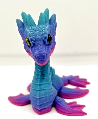 Dragão marinho articulado azul roxo mistura – 3D impresso 5" boneco de brinquedo flexível inquietação - Imagem 1 de 4