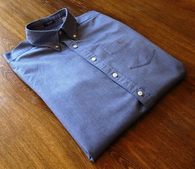 GANT talla S The Oxford Shirt Hombre Camisas Casuales Manga Corta Denim Azul - Imagen 1 de 4