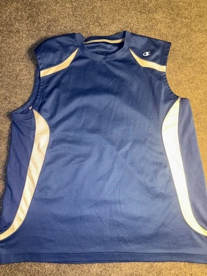 Camisa Champion Muscle Para Hombre Azul Medio Correr Ropa Activa Sin Mangas Cuello Redondo Foto 1 de 4