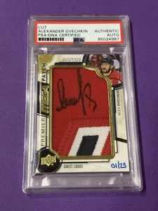 Mega Patch UD Premier 2018-19 Alex Ovechkin Logo sul petto Auto 1/23 PSA Autentica - Foto 1 di 2