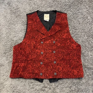 Wah Maker Frontier Vest Waistcoat Paisley Medium M Red Cowboy Western Rodeo - Picture 1 of 5