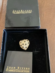 Vintage Joan Rivers Vintage Pave Clear Black Rhinestone Locket Heart - Picture 1 of 7