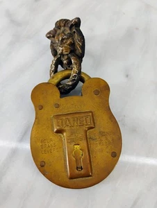 Vintage Jared Admiralty #3 Old English Four Brass Levers Lock NO KEYS locked - Picture 1 of 7