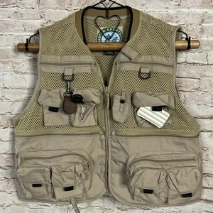 Chaleco de Pesca Master Sportsman Para Hombres XL Beige Múltiples Bolsillos con Cremallera Chaleco Limpio - Imagen 1 de 13