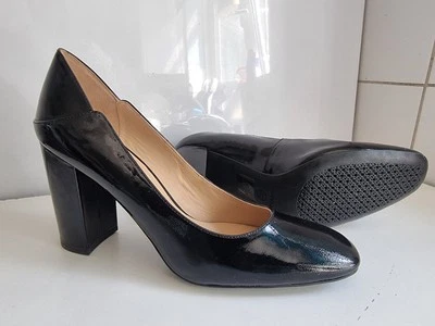 ZAPATOS DE TACÓN ALTO DE CORTE DE CUERO NEGRO PARA MUJER GEOX RESPIRA DESIGNER UK 7 EU 40 Foto 1 de 4