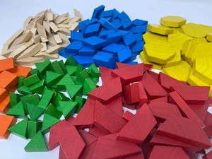 Geometric Pattern Learning Blocks Large Lot Multi Color & Shapes - Picture 1 of 4