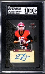 2023 WildCard 7 Card Stud Autograph RC Carson Beck 1/1 Black Gold Auto SGC 10/10 - Picture 1 of 4