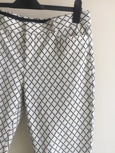 Banana Republic Trousers Cotton Blend Black/White Mid Rise Size 8 Immaculate - Picture 1 of 8