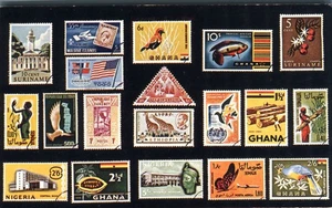 Grüße aus der Briefmarkenschau Weltweite Briefmarken 50er Jahre Postkarte - Bild 1 von 2