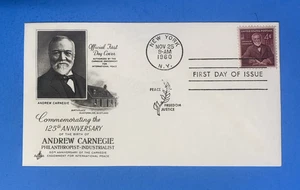1960  FIRST DAY COVER - 4c -  ANDREW CARNEGIE  INDUSTRIALIST - Picture 1 of 2