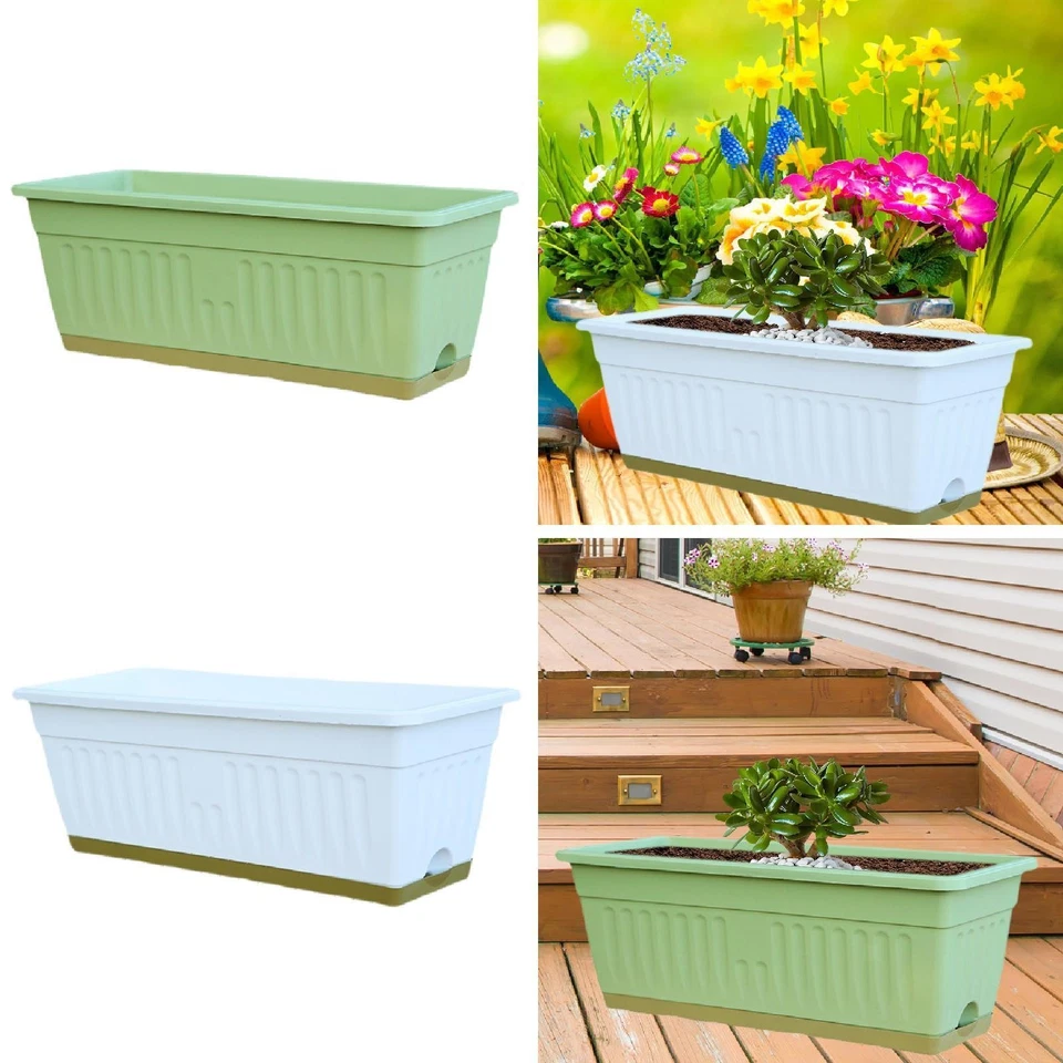 Window Box Planter Flower Pot Detachable Tray Decoration Container Rectangle - Image 1 of 1