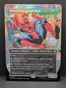 Espectacular Spider-Man Borderless Prelanzamiento Lámina Marvel Magic The Gathering Promo Estampada - Imagen 1 de 2
