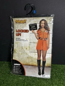 Spirit Halloween Orange Inmate Locked Up Prisoner Cosplay Costume Ladies Size XL - Picture 1 of 5
