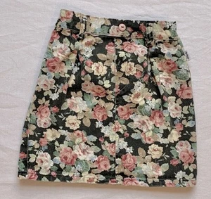 Liberty Vintage 100% Cotton Made in USA Girls Floral Denim Skirt size 6 - Picture 1 of 9