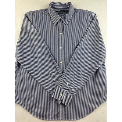 Lauren Ralph Lauren XL Blue White Striped Non Iron Button Down Shirt - Image 1 of 4