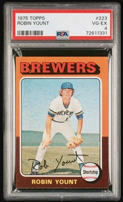 Robin Yount 1975 Topps #223 novato RC HOF Milwaukee Brewers en muy buena condición-ex PSA 4 Foto 1 de 4