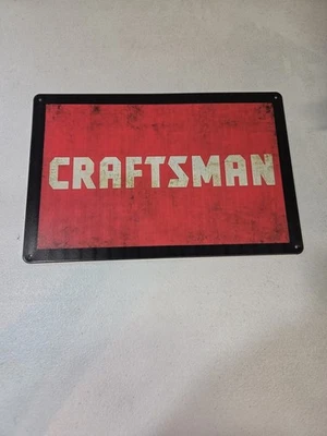 Craftsman Metal Tin Sign Red Black Garage Workshop Tool Wall Decor Vintage Style - Image 1 of 4