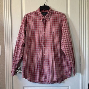Ralph Lauren Polo Men's Blake Red White Plaid Checkered Long Sleeve Shirt XXL - Picture 1 of 6