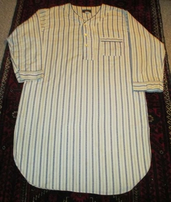 Vintage Botany 500 Men’s Long Flannel Night Shirt, Med., White, Blue Stripes - Image 1 of 4