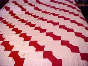 VTG Red and White Bow Tie Quilt Top - Picture 1 of 5