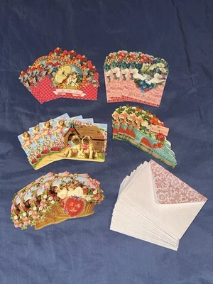 VALENTINES DAY NOTE CARDS WITH ENVELOPES RARE EPHEMERA 5 STYLES  20 NEW - Image 1 of 4