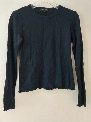 Camiseta Top Rag And Bone Negra Manga Larga Gemma Floral Jacquard Talla Mediana Foto 1 de 4