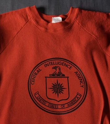 Sudadera De Colección CIA Para Hombres Grande Roja Agencia Central de Inteligencia Cuello Redondo Años 80 Foto 1 de 4