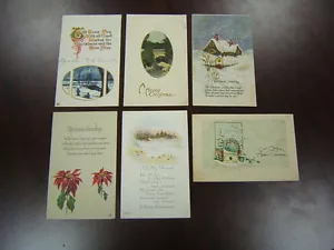 Set #3: 6 Postcards Merry Christmas greetings Used - Picture 1 of 1