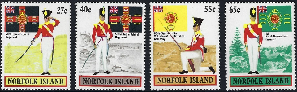 Juego de 4 uniformes militares 1982 Norfolk Island SG# 296-299 como nuevos MUH MNH Foto 1 de 1