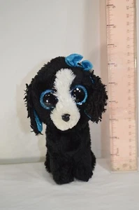 Ty Beanie Boos Tracey the Black & White Dog TY silk Blue Glitter Plush T20 - Picture 1 of 7