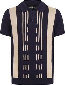 Collectif PABLO KENTISH Tejido Rayas Manga Corta POLO SHIRT Rockabilly - Imagen 1 de 9