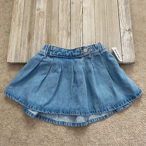 Old Navy Pleated Jean Skirt Girls XS (5) School Picture Day Preppy Birthday Cute - Picture 1 of 20