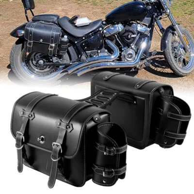 Bolsas de sillín laterales para motocicletas con portavasos para Harley Dyna Super Wide Glide Foto 1 de 4
